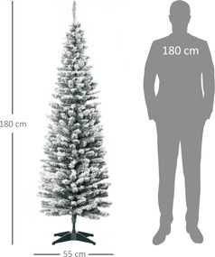 HOMCOM Sztuczna Choinka, 210 cm, z Ośnieżonymi Gałęziami PVC, Składana, z Metalową Podstawą, Zielony/Biały | Aosom PL