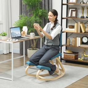 HOMCOM Ergonomiczne krzesło klęcznik, zdrowotne krzesło dla domu, biura, medytacji, ciemnoniebieskie | Aosom PL