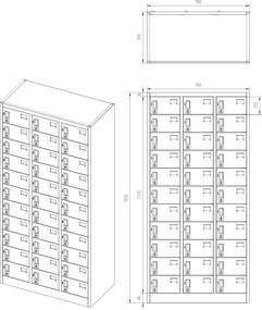 Metalowa szafa depozytowa Eco Design Oliver 90x45x185 cm, antracyt/orzech