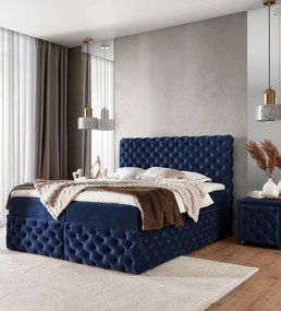 Granatowe łóżko kontynentalne z pojemnikiem 5 rozmiarów S5-F45