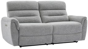 Kanapa 3-osobowa z elektryczną funkcją relaksu z szarej tkaniny teksturowanej BREVIO