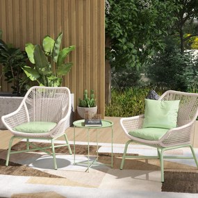 Outsunny Stolik ogrodowy, Okrągły zewnętrzny stolik pomocniczy ze stali z zdejmowaną tacą, składany design, stolik na taras, Zielony