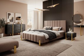 Nowoczesna konsola / toaletka Verica z metalowymi nogami 120 cm - czarny beton / złote nóżki