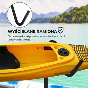 SPORTNOW Uchwyt na 2 kajaki, deski surfingowe, stojaki do SUP, rama metalowa, regulacja szerokości 144-180 cm