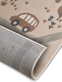 Dywan dziecięcy Safari Adventures – Zwierzęcy Park krem-brąz-szary 120 cm x 170 cm Atest