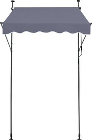 Ręczna Składana Markiza SucceBuy Na Taras 149,86 x 119,38 cm Z Korbką Ciemnoszara Osłona Przeciwsłoneczna Składana