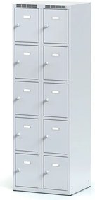 Alfa 3 Szafka skrytkowa S6, 10 schowków, 1800 x 600 x 500 mm, zamek cylindryczny, drzwi szare