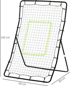 HOMCOM Rebounder bramka do piłki nożnej z siatką odbijającą Stalowa konstrukcja do treningu precyzji i odbioru Czarna 75x126 cm | Aosom PL