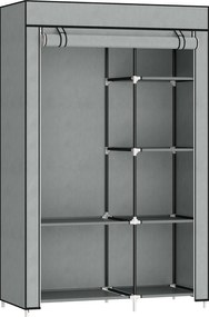 HOMCOM Szafka z materiału Szara z 6 półkami i szyną na ubrania Rozwiązanie do przechowywania | Aosom PL