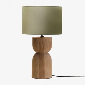 Lampa Stołowa Z Drewna Mango Diniz ↑30 Cm & Szałwia Zielona Ø30 Cm - ↑25 Cm Arlina - Sklum
