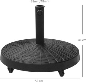 Outsunny Stojak Pod Parasol 25kg Imitacja Rattanu Stabilny i Dekoracyjny Do Ogrodu i Tarasu | Aosom PL