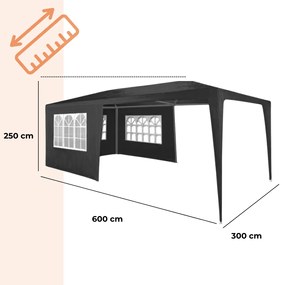 Jurhan Namiot imprezowy NEAPOL, 3x6m, antracytowa