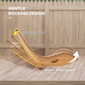 Outsunny Leżak ogrodowy, Wysoki fotel bujany, regulowana podstawa, Drewno świerkowe, 130 x 60 x 60cm, Drewno tekowe