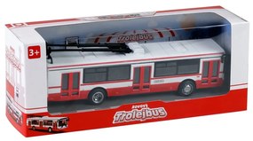 Trolejbus Rappa metalowy czerwony, 16 cm
