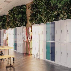 Szafka socjalna ubraniowa BHP antracytowo-niebieska: 6-drzwiowa IGOR 900 x 1850 x 450 mm