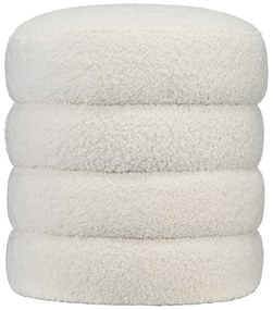 HOMCOM Taboret, Okrągły, Teddy Fleece, Stalowa Rama, do 120kg, Φ40x45H cm, Kremowy