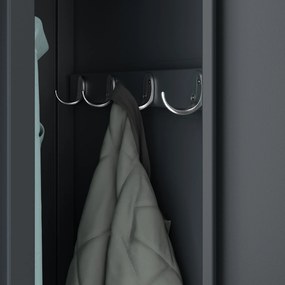 Szafa socjalna BHP ubraniowa czterokomorowa KACPER, 800 x 1800 x 500 mm, antracytowa