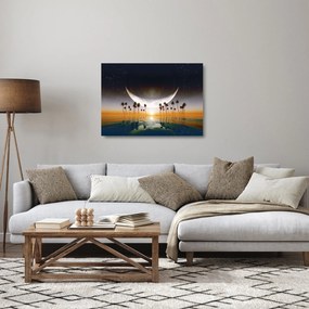 Obraz na szkle - Księżyc nad palmami (70x50 cm)