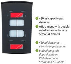 Czarny ścienny plastikowy dozownik do mydła 0.96 l Tartas – Wenko