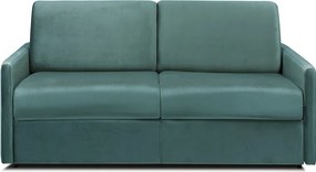 Kanapa 2-osobowa rozkładana typu express z zielonego szmaragdowego weluru z siedziskiem z pianki z pamięcią kształtu - Powierzchnia 120 cm - Materac 14 cm CALIFE