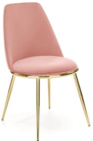 K460 krzesło różowy, tapicerowane, tkanina velvet, złoty, glamour