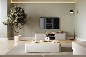 Stolik kawowy Amilio 100 cm z szufladami - kaszmir / dąb olejowany