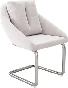 Zestaw 6 krzeseł welurowych - 82 x 57 x 54 cm - z poduszkami - luksusowy fotel obrotowy do salonu i sypialni - nogi łukowe - beżowy