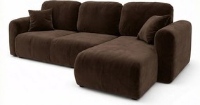 Stylowy narożnik rozkładany prawostronny BINGO L 245x148x87 cm w tkaninie Kronos 6 brązowej