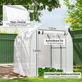 Outsunny Szklarnia, przenośny dom dla roślin ze stalowym stelażem i pokryciem z tworzywa, Biały | Aosom PL