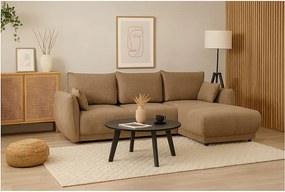 Narożnik prawy Loren z funkcją spania 255x165x91 cm – tkanina Raven 34 jasno brązowa