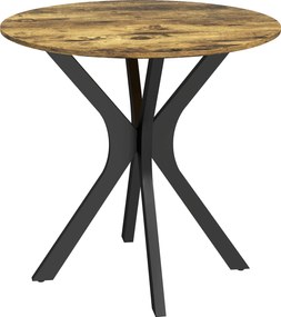 HOMCOM Stół Kuchenny dla 2 Osób, Okrągły, Stelaż z Malowanej Proszkowo Stali, Ø78 cm, Rustykalny Brąz