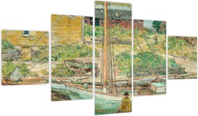 Obraz - Childe Hassam, Oyster Sloop, Cos Cob, reprodukcje (125x70 cm)