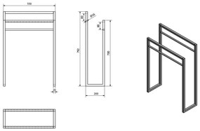 SAPHO Ska301 Ska stojak na ręczniki 55 x 79 x 20 cm, czarny matowy