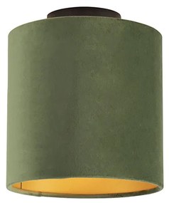 Plafon / Lampy sufitowe klosz welurowy zielono-złoty 20cm - Combi czarnyWiejski/ Rustykalny / Vintage Oswietlenie wewnetrzne