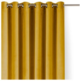 Musztardowa aksamitna zasłona częściowo zaciemniająca (dimout) 200x175 cm Velto – Filumi