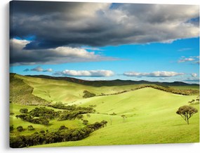 Obraz - Zielony krajobraz ze wzgórzami (70x50 cm)
