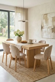 Drewniane krzesło tapicerowane dąb naturalny + beż F5-M03