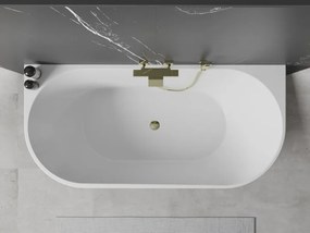 Mexen Oval wanna wolnostojąca przyścienna 160 x 80 cm, biała, przelew złoty - 52671608000-50
