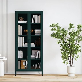 Witryna szklana do salonu butelkowa zieleń Modern ANGELO 800 x 1850 x 450 mm