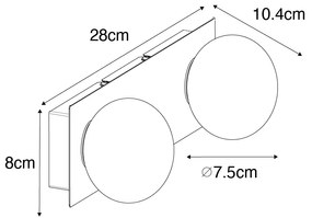 Lampa ścienna złota 28 cm IP44 2-punktowa z włącznikiem - Cederic Nowoczesny Oswietlenie wewnetrzne