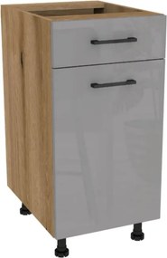 Zestaw Mebli Kuchennych MODERN 170 cm Dąb Artisan/Szary Połysk Ryflowany Nowoczesny