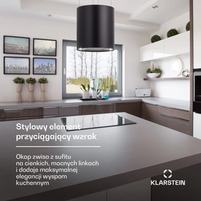 Klarstein Barett 35cm 521.8 m³/h Okap Wyspowy Czarny