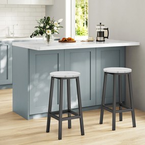 Taboret barowy hoker - marmur / nogi czarne