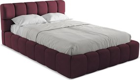 Łóżko 160 x 228 - z tkaniny szenilowej - bordo - NALU