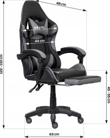 Fotel gamingowy z podnóżkiem Raxor, kolor czarno-czerwony