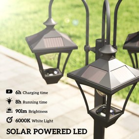 Outsunny Lampa solarna z donicą 185 cm regulowana wysokość lampa ogrodowa z 3 kloszami sterowanie światłem | Aosom PL