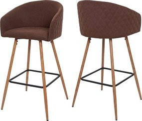 Stołek barowy MCW-D72 (zestaw 2 szt.),  tkanina/tekstylia, brązowy