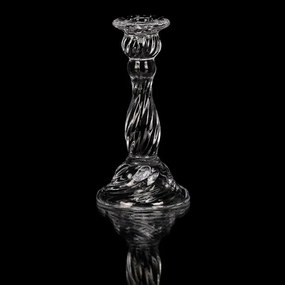 świecznik szklany 16 cm na świecę stożkową, przezroczysty