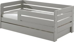 Łóżko Dziecięce 70x140 cm Szare z Stelażem i Szufladą, Lite Drewno Sosnowe, Styl Skandynawski