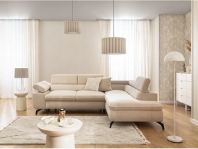 Beżowy narożnik z tkaniny szenilowej (prawostronny/w kształcie litery L) Marbeya – Ropez